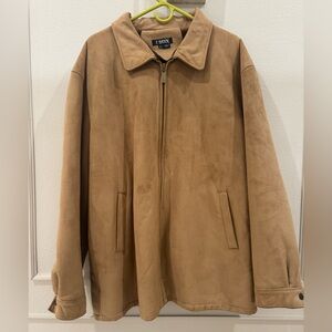 I BAHN BROWN SUEDE MENS XL luxury western faux fur lined winter bomber jacket